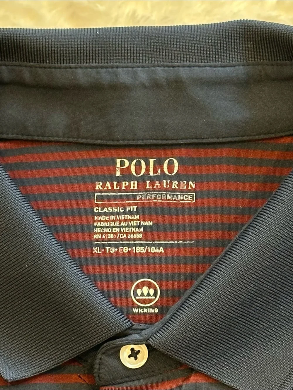 Polo Ralph Lauren Performance Golf Polo Shirt Mens XL Burgundy Navy Stripe